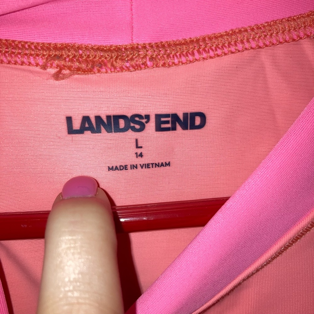 SOLD Lands End Girl girls kids teen Large 14 L RASHGUARD Swim Color block - Picture 4 of 4